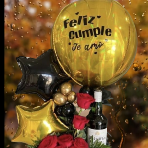 regalos de cumpleaños para hombres, arreglos con licor y rosas, y detalles de lujo con globos y chocolates