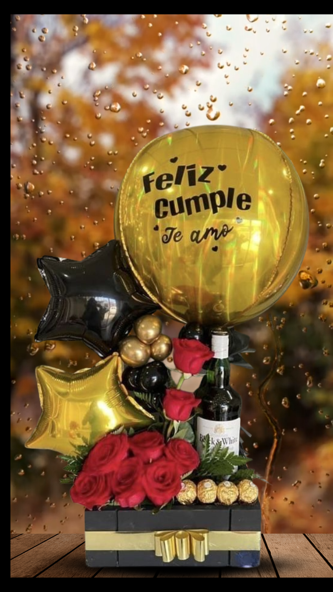 regalos de cumpleaños para hombres, arreglos con licor y rosas, y detalles de lujo con globos y chocolates