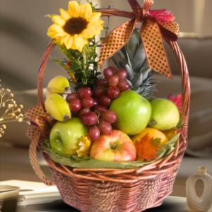 canastas de frutas saludables, regalos corporativos y detalles de agradecimiento con flores