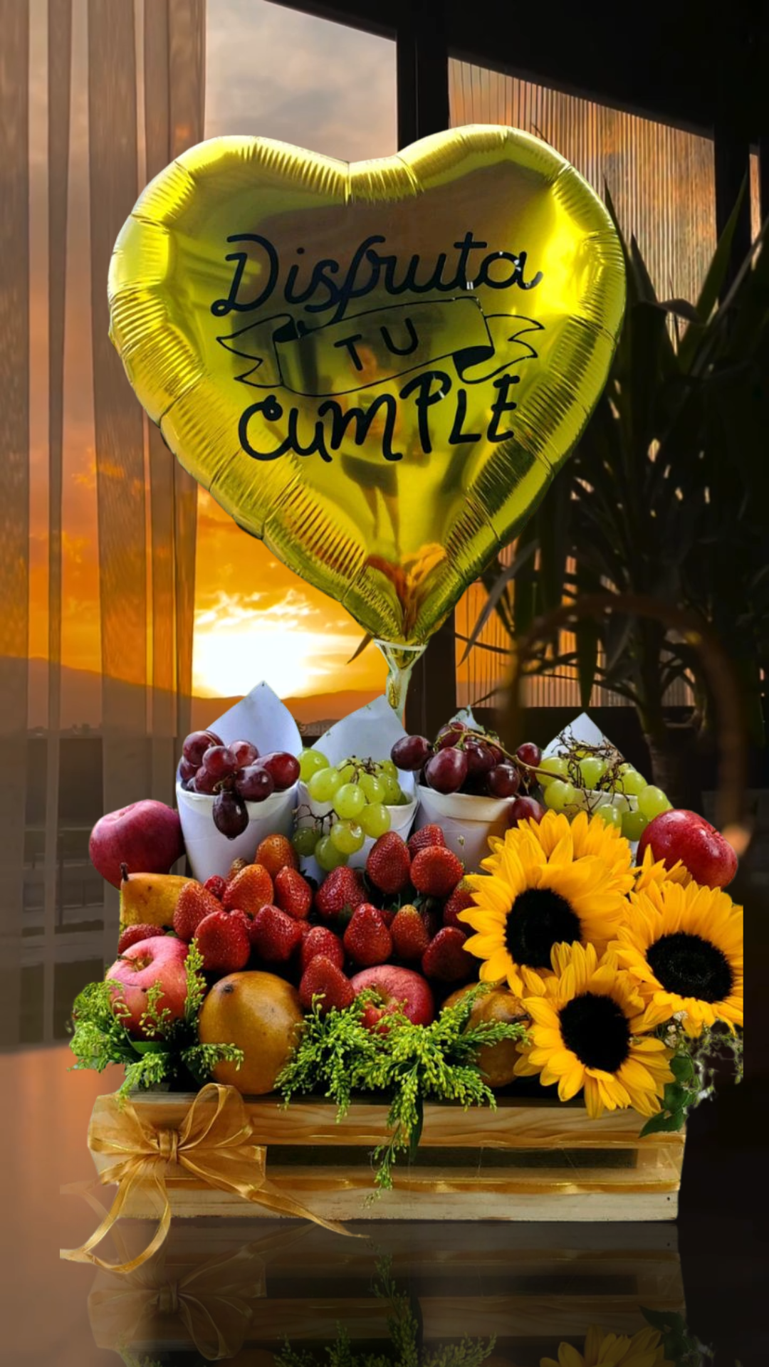 regalos de cumpleaños con frutas y flores, desayunos sorpresa, arreglos frutales.