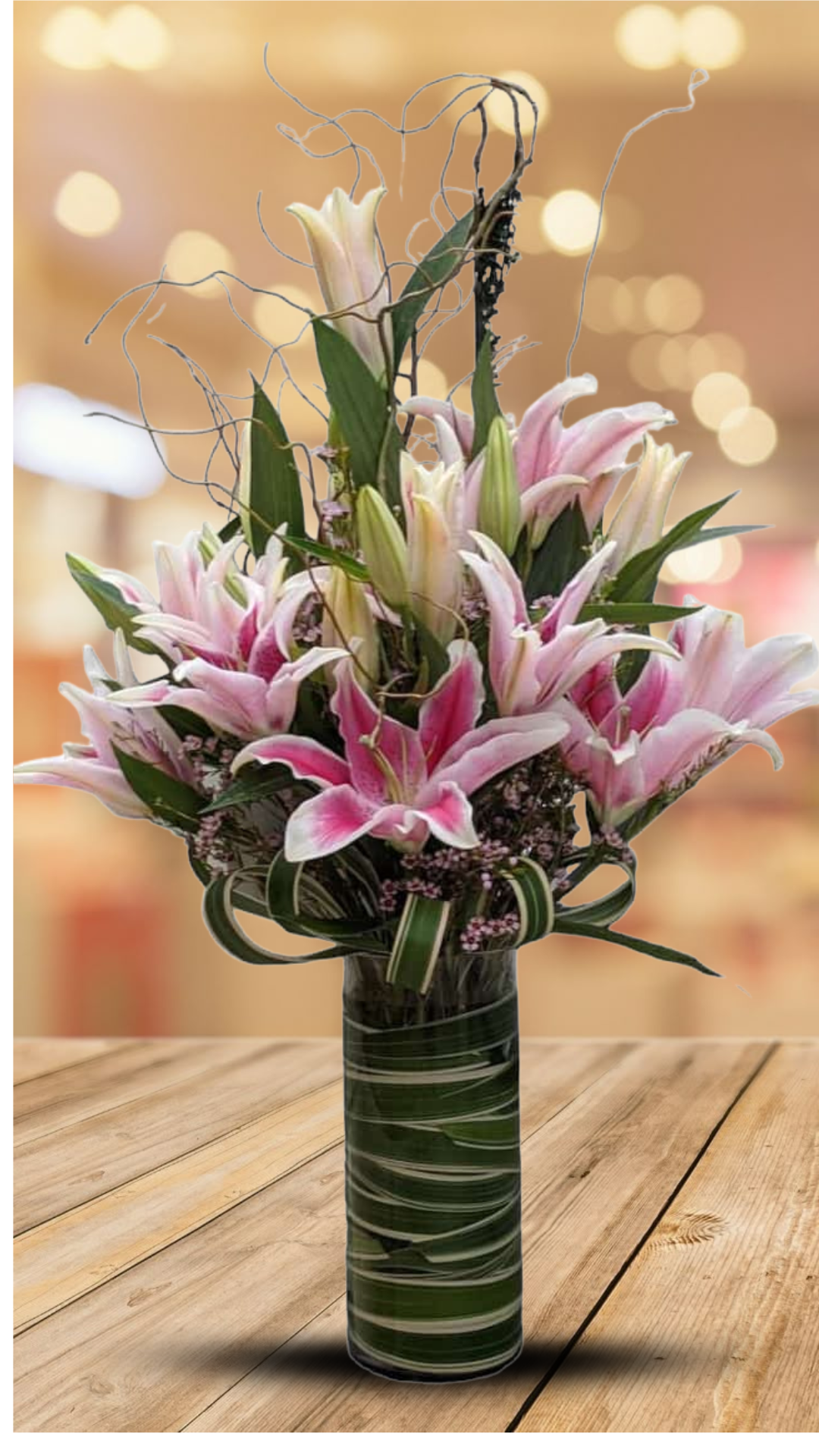 arreglos con lirios, flores de aniversario, ramos elegantes para mamá, lirios rosados y blancos