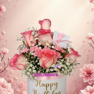 regalo día de la madre con rosas rosadas, box floral para tía en su día, arreglos florales románticos para mujer y detalles de flores en tonos pastel